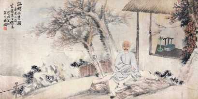 徐祥 沈兆沅 庚寅（1890年）作 孤灯念旧图 横幅
